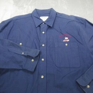 Eddie Bauer Heavyweight Flannel Mens XL Blue Soft Wyoming Embroidered Warm Comfy